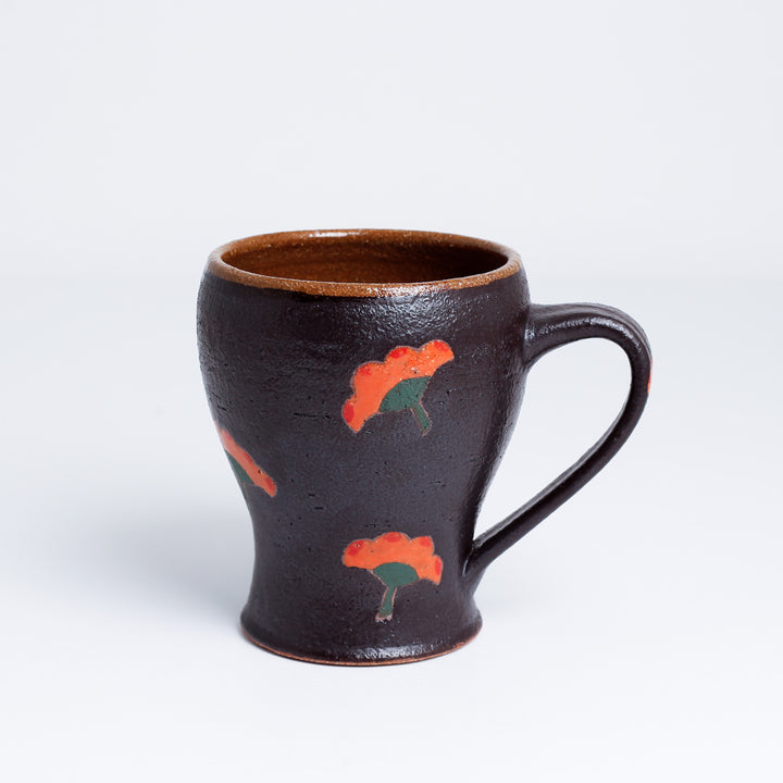 Orange Little Flower Black Mug