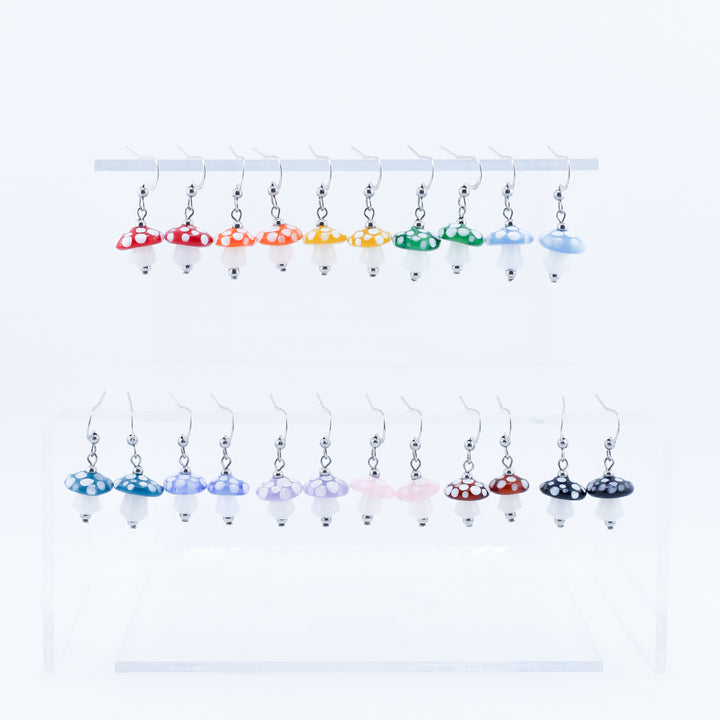 Earrings, Small Spotted Mushroom
