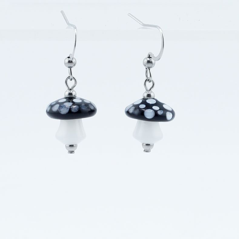 Earrings, Small Spotted Mushroom