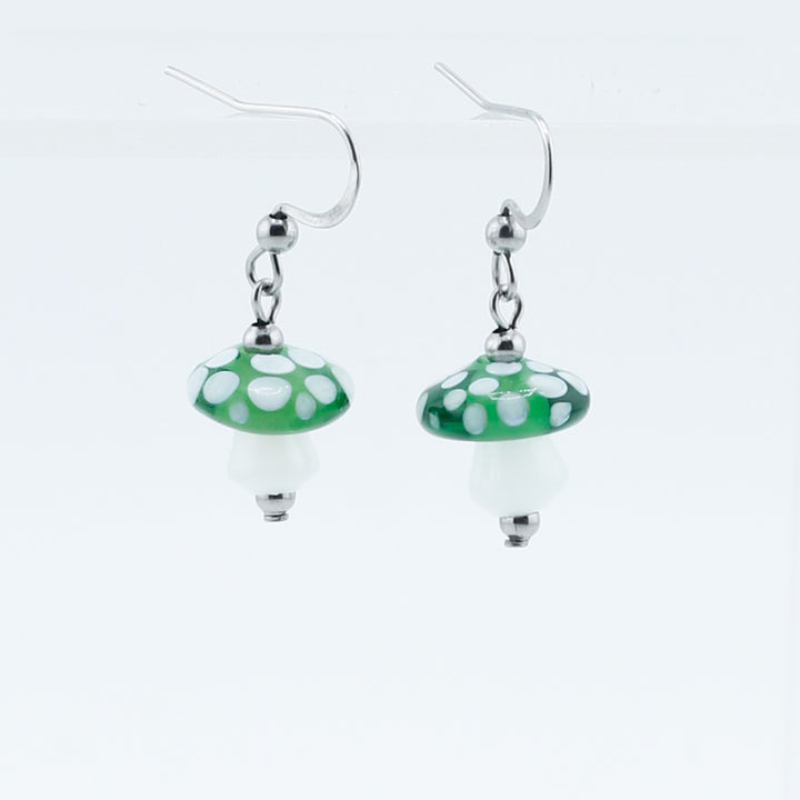 Earrings, Small Spotted Mushroom