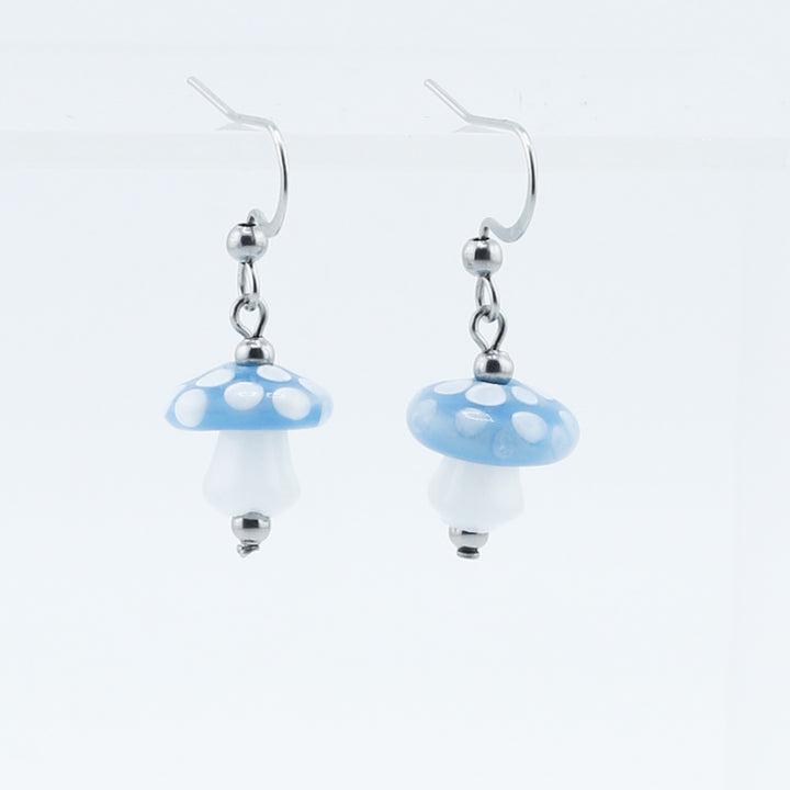 Earrings, Small Spotted Mushroom