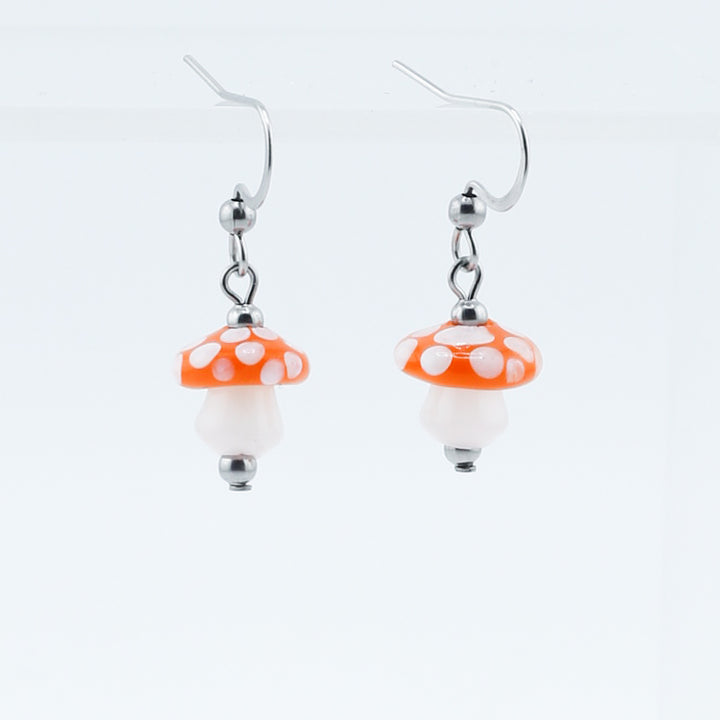 Earrings, Small Spotted Mushroom