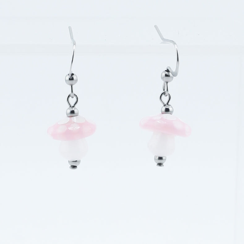 Earrings, Small Spotted Mushroom