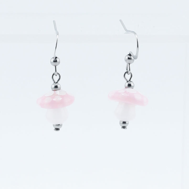 Earrings, Small Spotted Mushroom