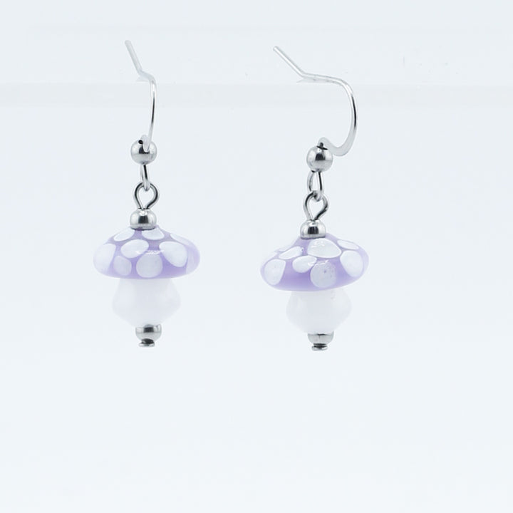 Earrings, Small Spotted Mushroom