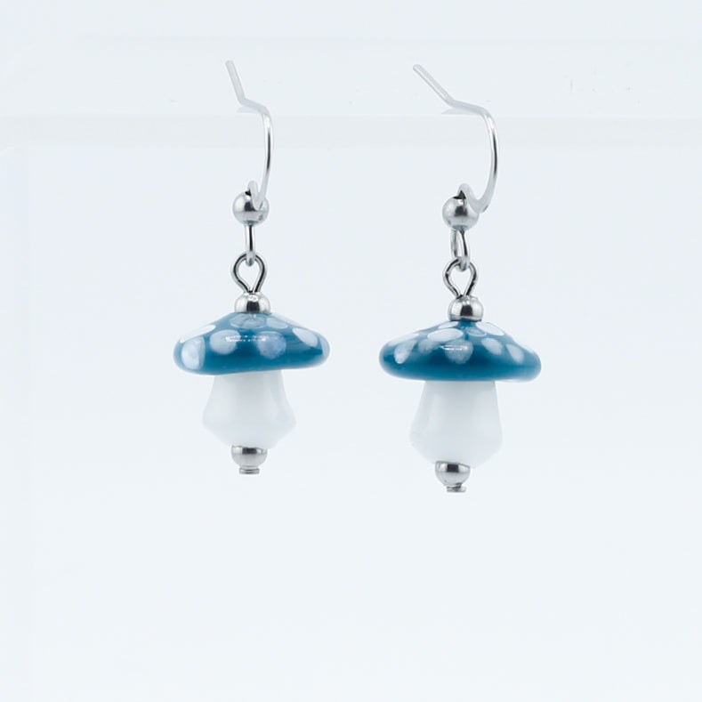 Earrings, Small Spotted Mushroom