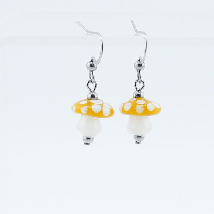 Earrings, Small Spotted Mushroom