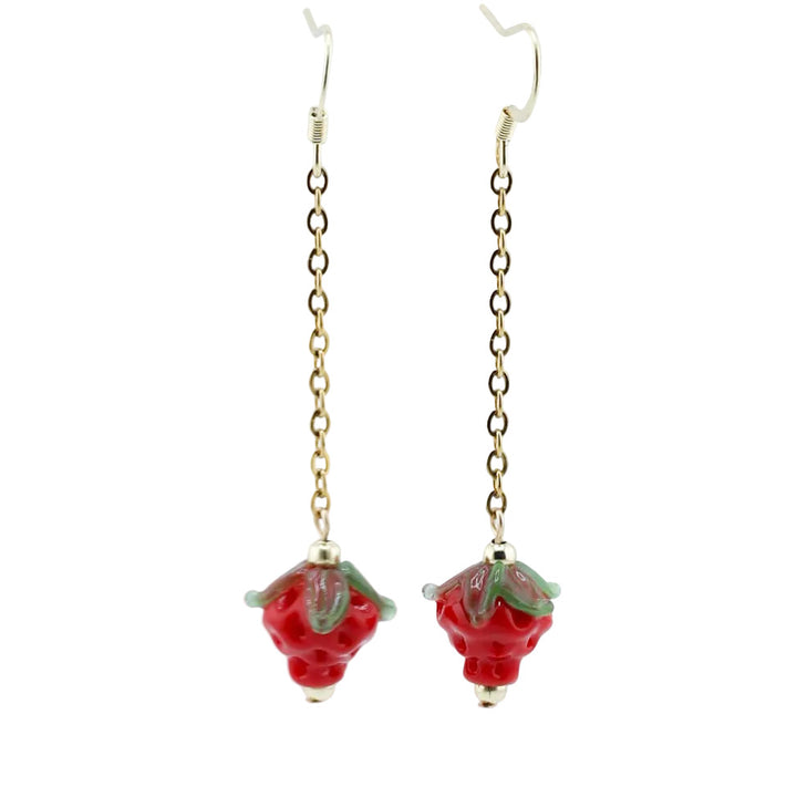 Earrings, Strawberry Drop