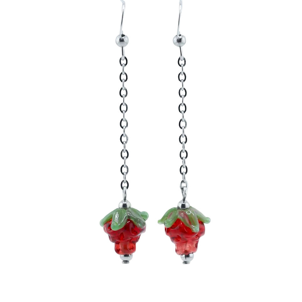Earrings, Strawberry Drop