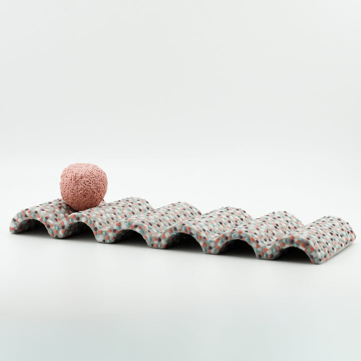 Purple Pink & Blue Dotty Incense/Tray Sculpture