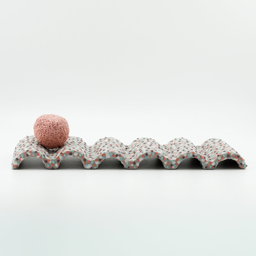 Purple Pink & Blue Dotty Incense/Tray Sculpture