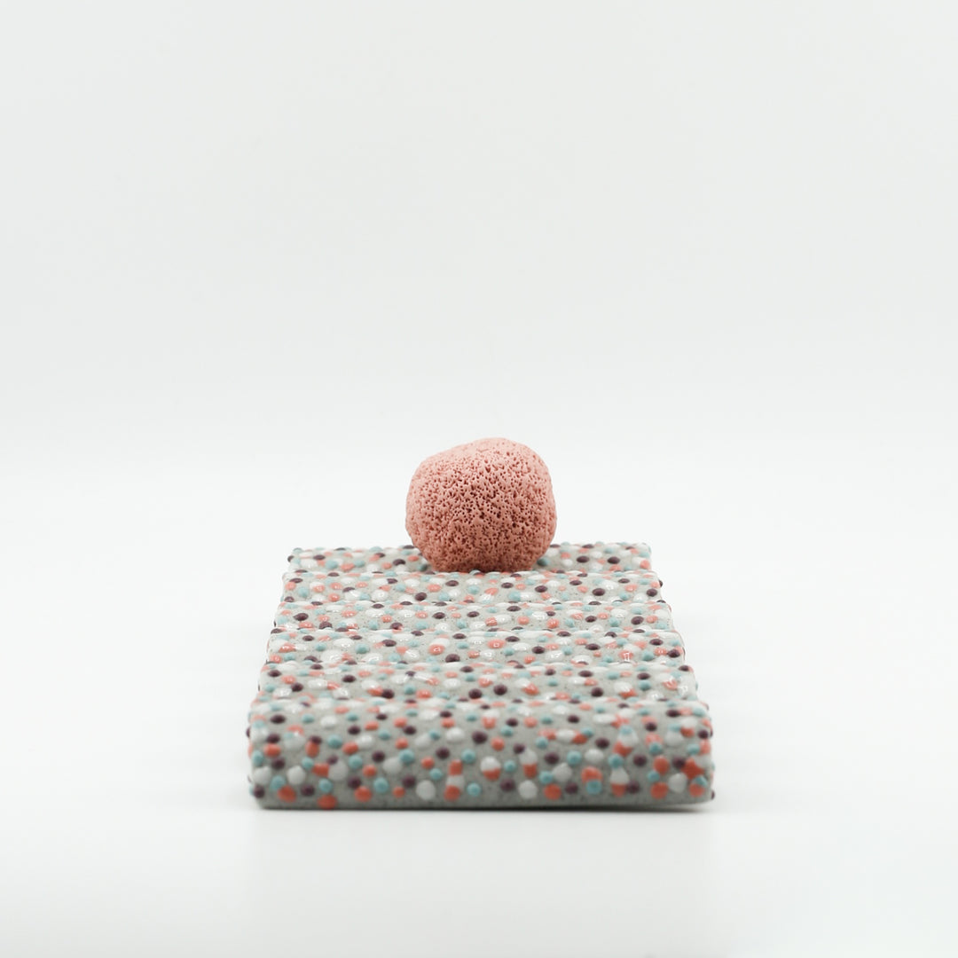 Purple Pink & Blue Dotty Incense/Tray Sculpture