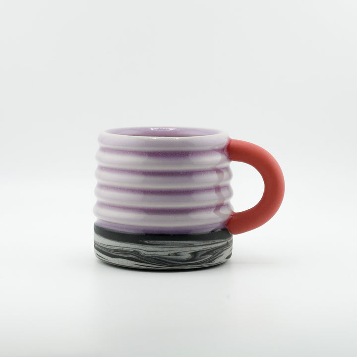 Mini Mug, Purple Bump Marble With Coloured Clay Handle