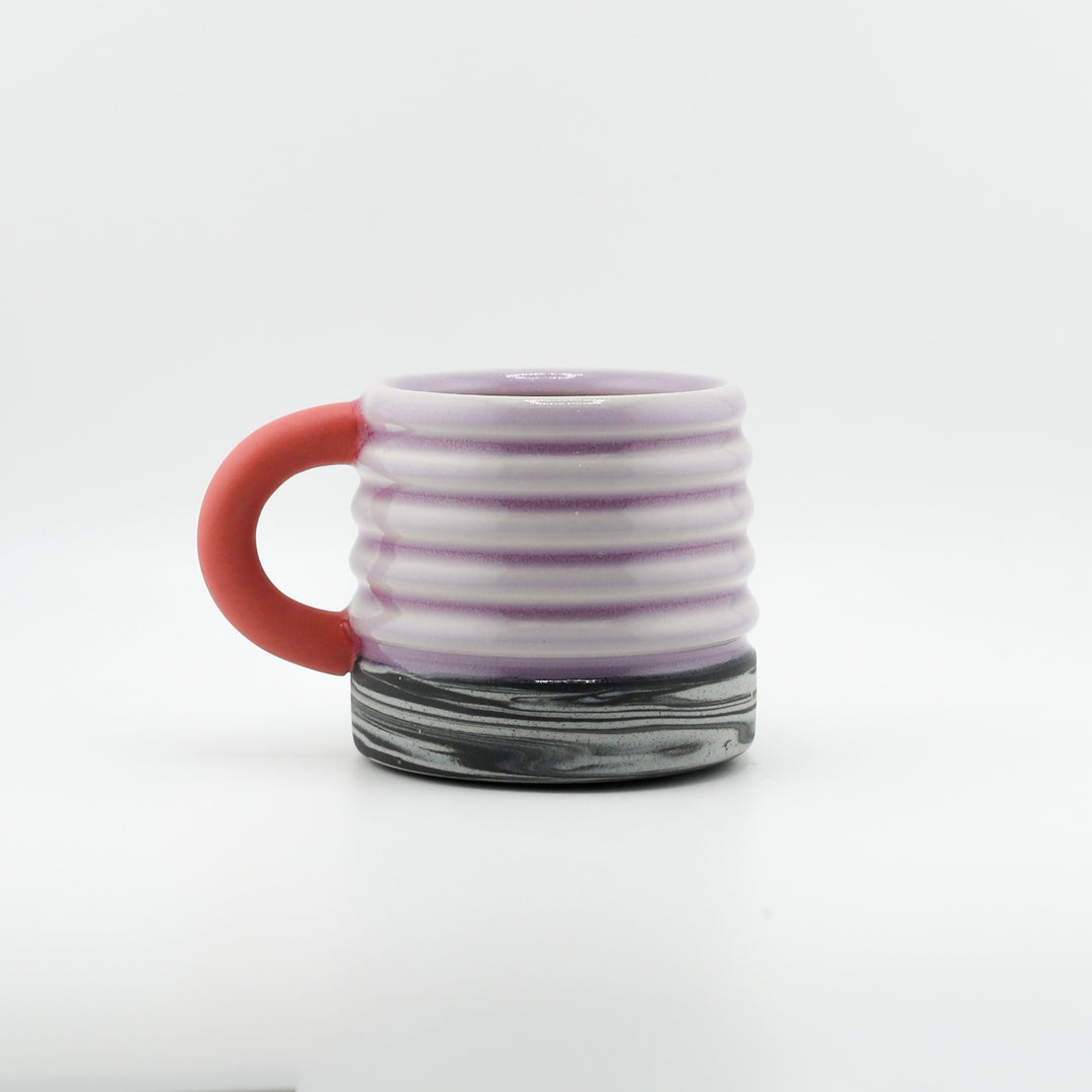 Mini Mug, Purple Bump Marble With Coloured Clay Handle