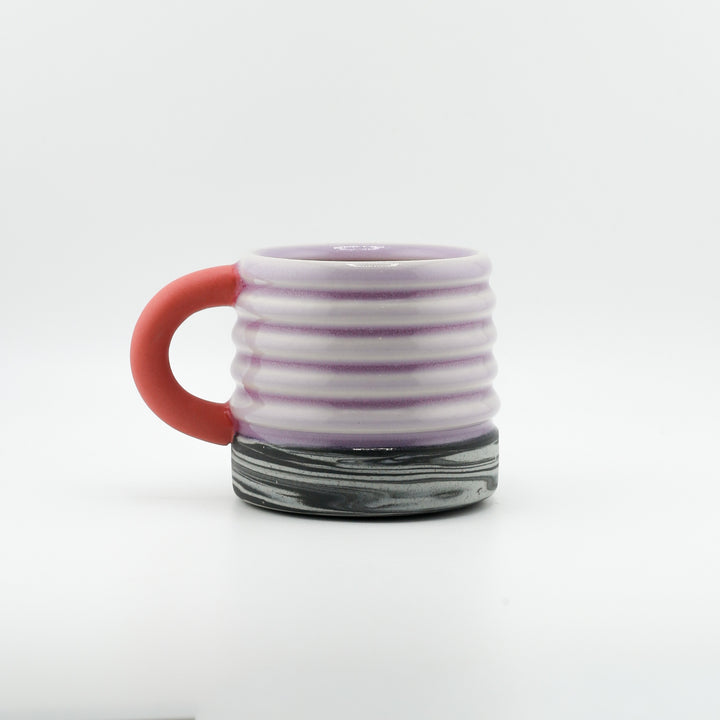 Mini Mug, Purple Bump Marble With Coloured Clay Handle
