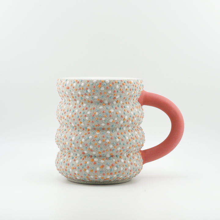 Mug, Dotty Wavy, Colour handle, Orange Pink Blue