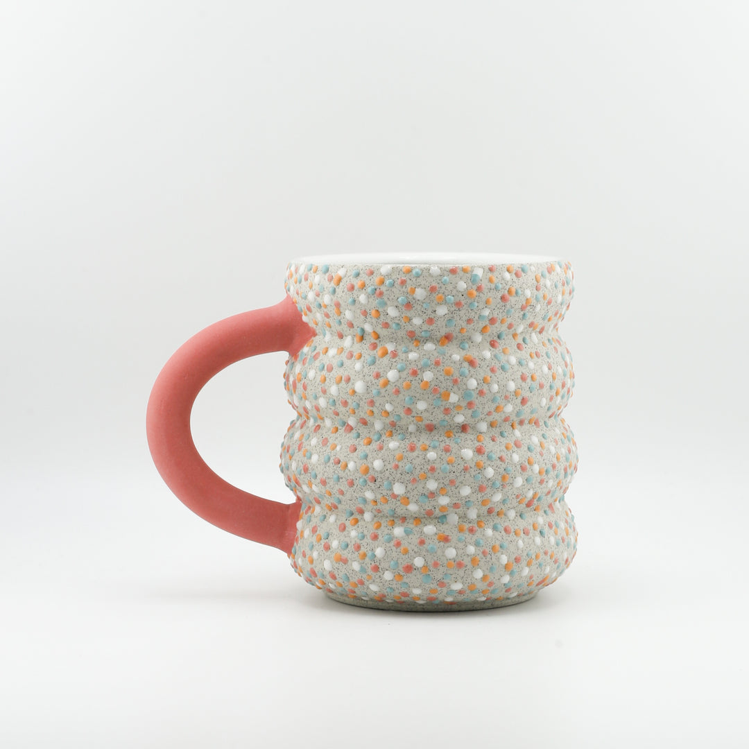Mug, Dotty Wavy, Colour handle, Orange Pink Blue