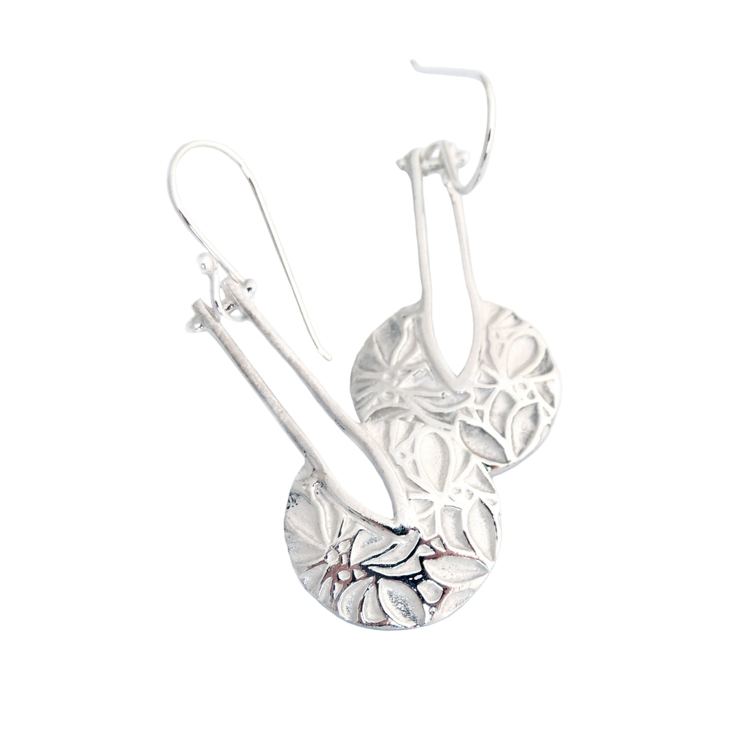 Flower Texture Circle Drop, Earring