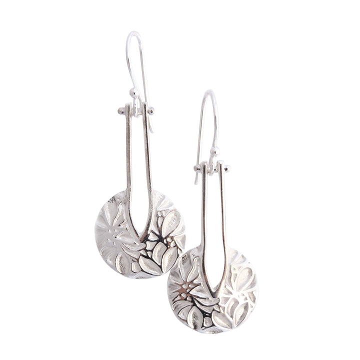 Flower Texture Circle Drop, Earring