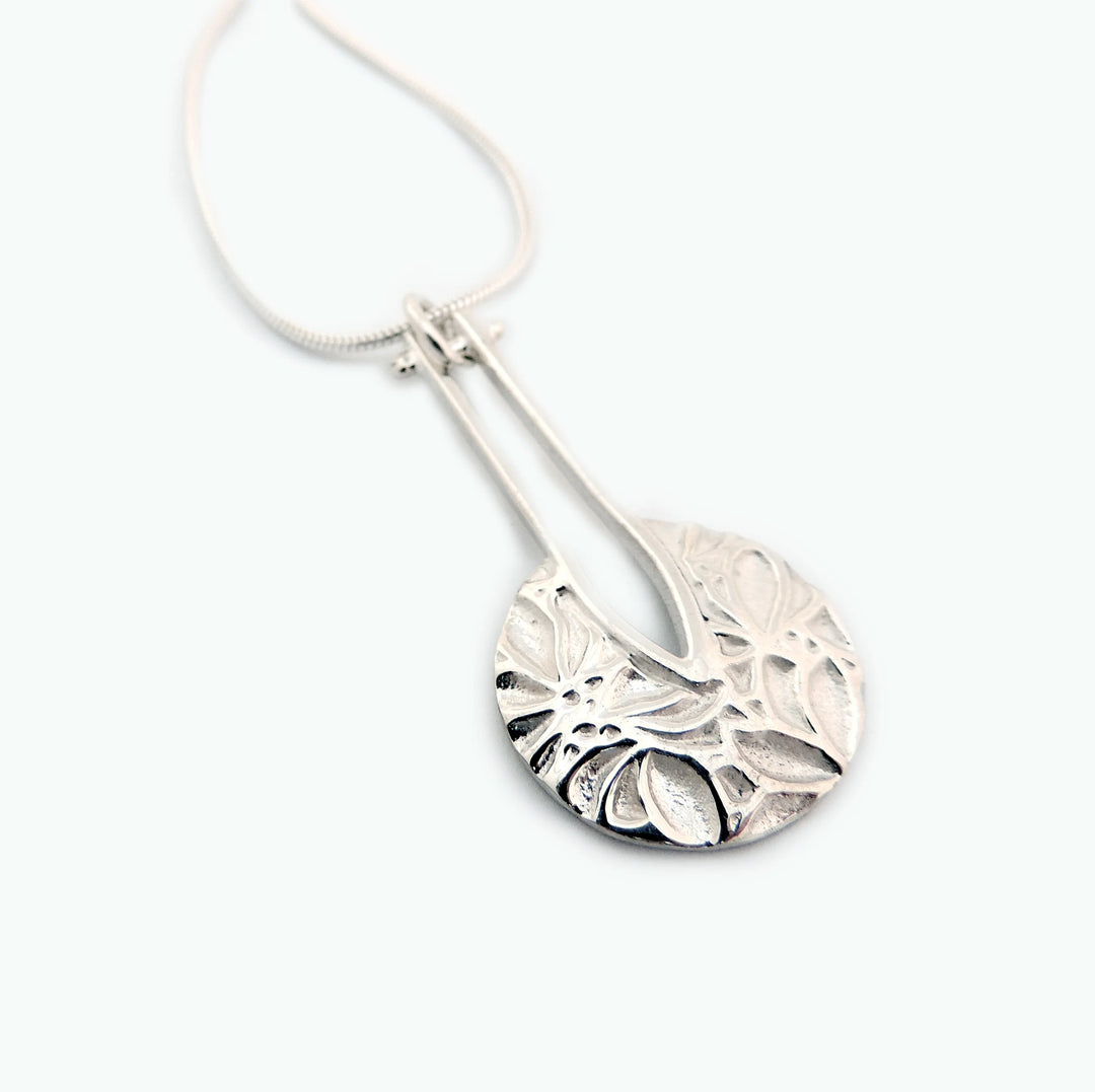 Flower Texture Circle Drop, Necklace