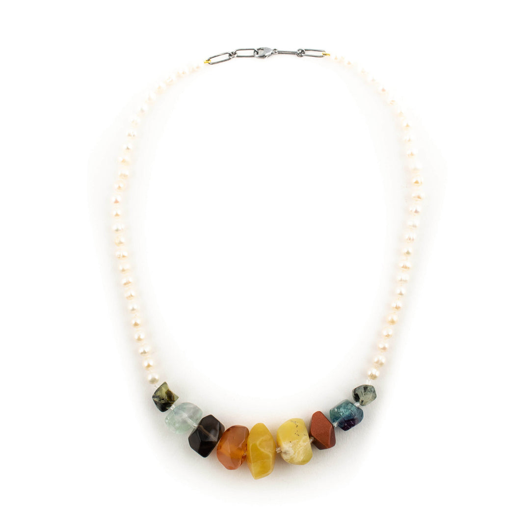 Necklace, Freshwater Pearls and Gemstones