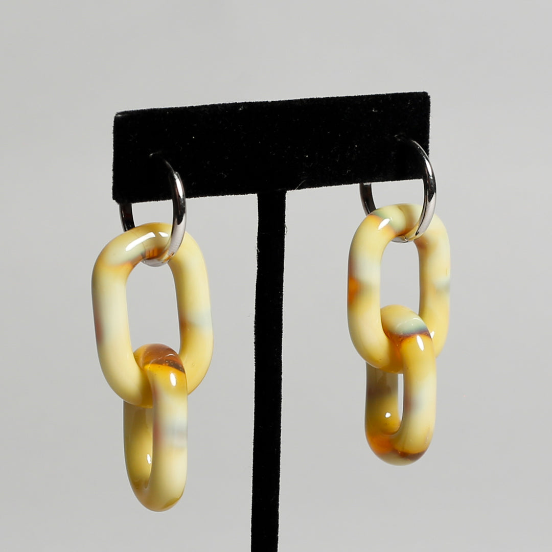 Earrings - Large Chain Links on Sterling Silver Hoops