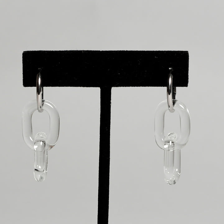 Earrings - Small Chain Links on Sterling Silver Hoops