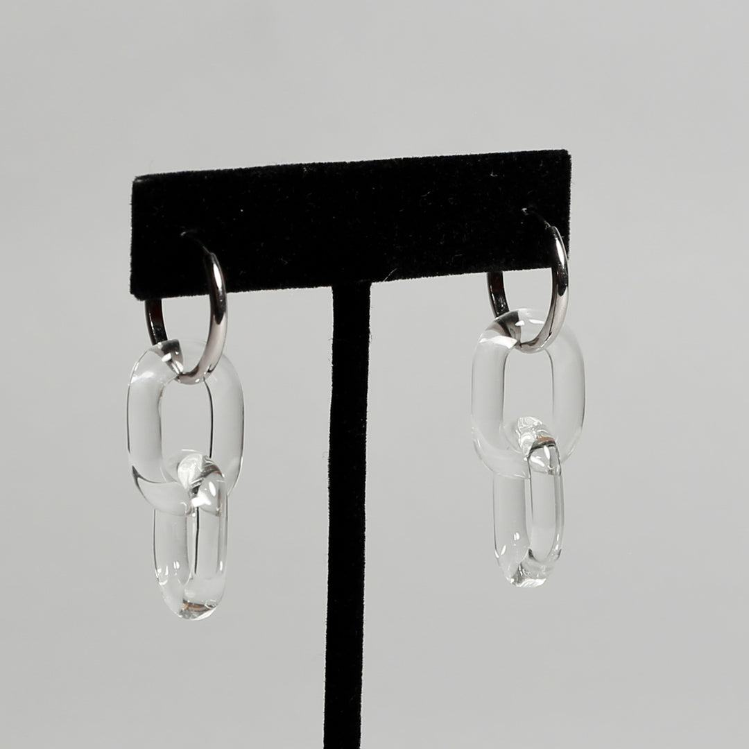 Earrings - Small Chain Links on Sterling Silver Hoops