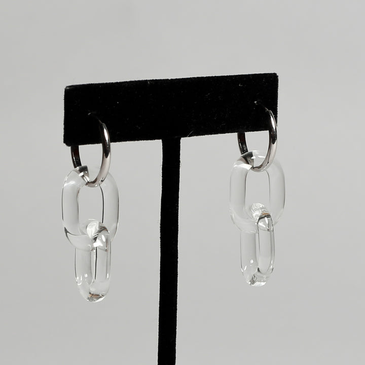 Earrings - Small Chain Links on Sterling Silver Hoops