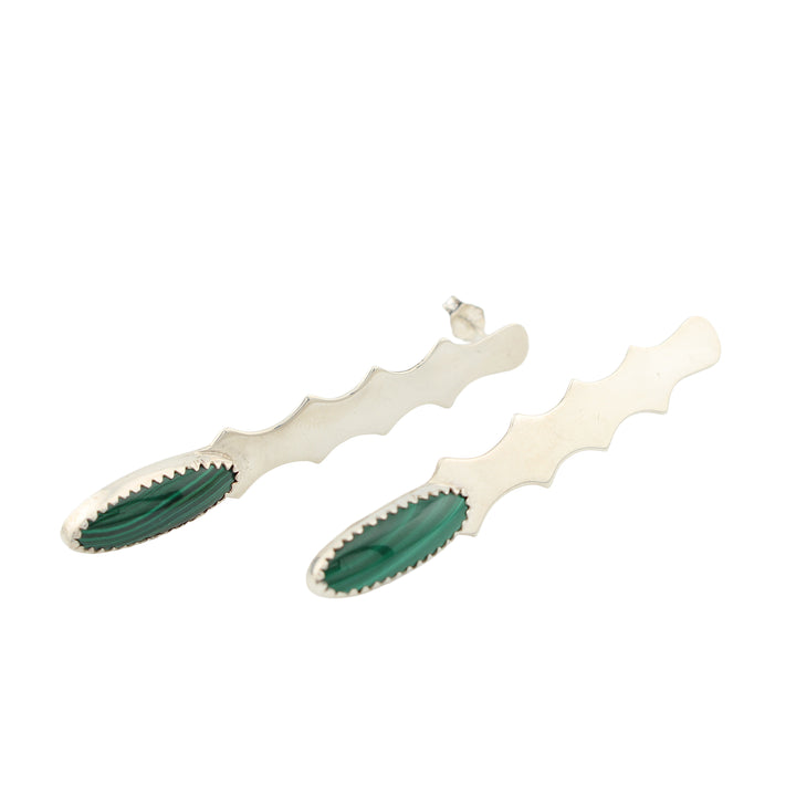 Earrings, Malachite