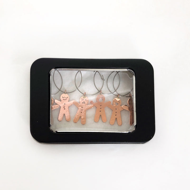 Copper Emoji Gingerbread - Wine Charm Set