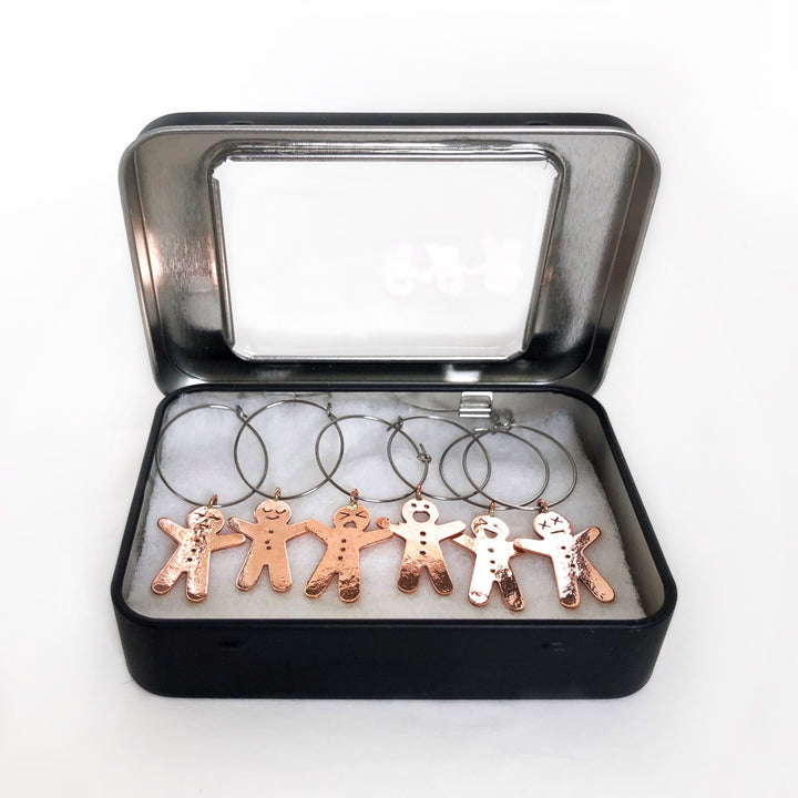 Copper Emoji Gingerbread - Wine Charm Set