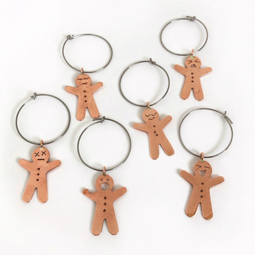 Copper Emoji Gingerbread - Wine Charm Set