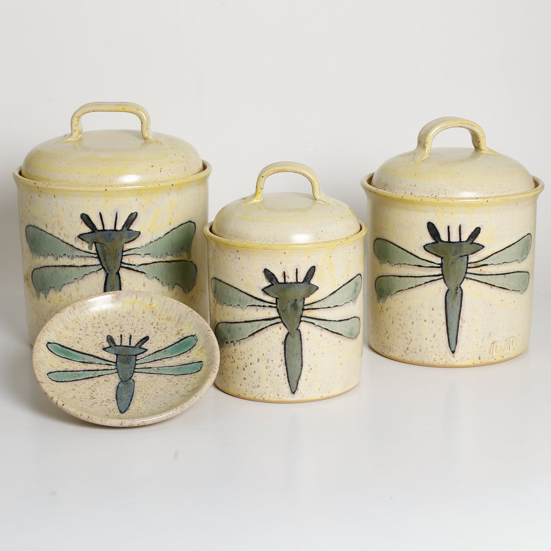 Pre-Order Stoneware Canister Set of 3 with Spoon Rest