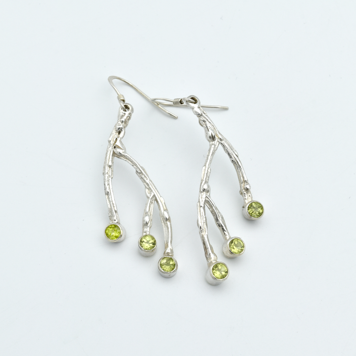Peridot Twig Earrings