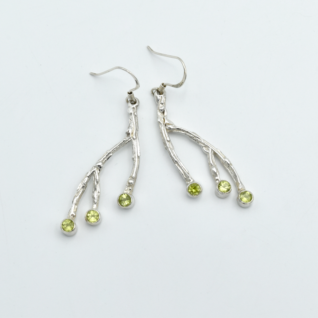 Peridot Twig Earrings