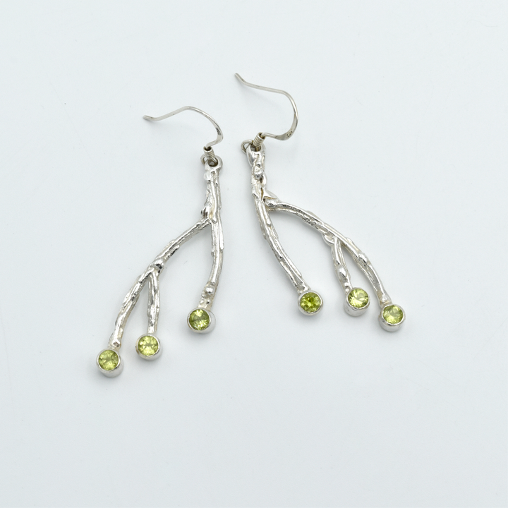Peridot Twig Earrings