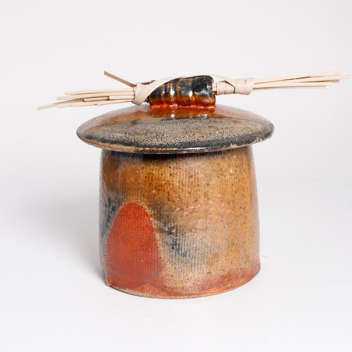 Red Cachet Jar With Reed