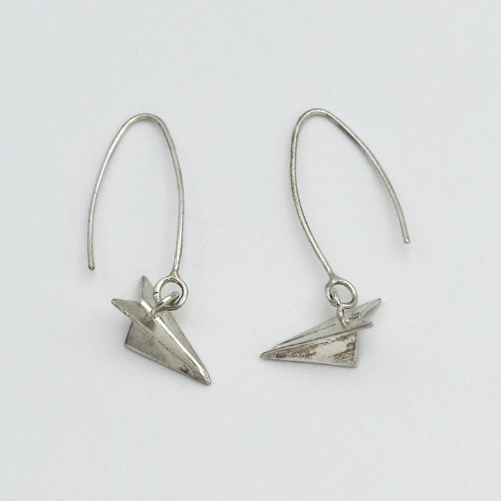 Silver Paper Airplane Earrings