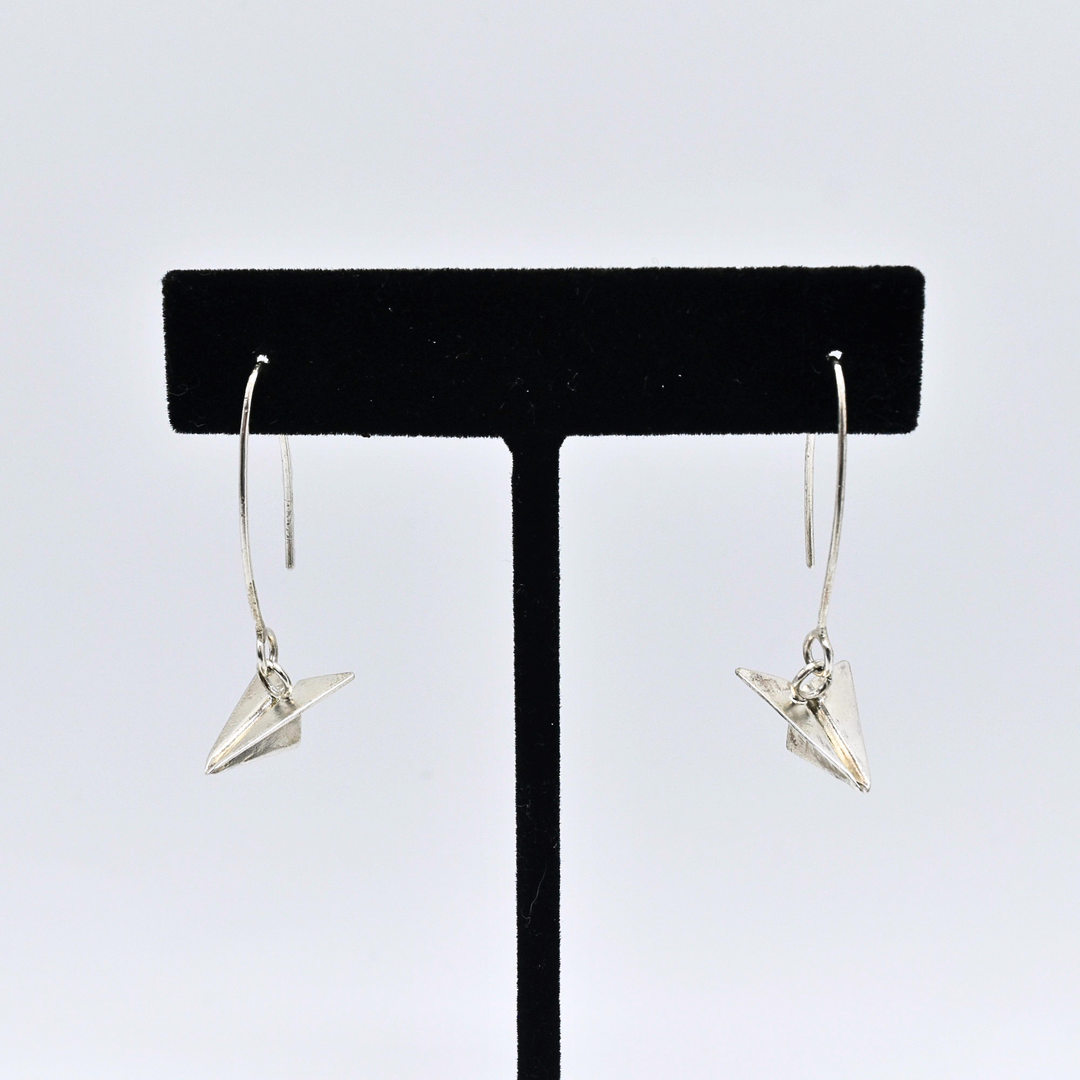 Silver Paper Airplane Earrings