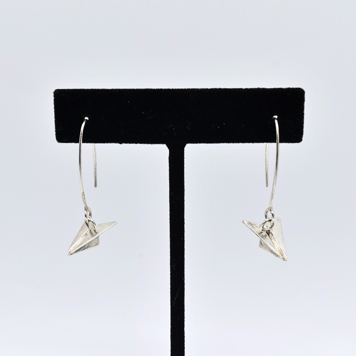 Silver Paper Airplane Earrings