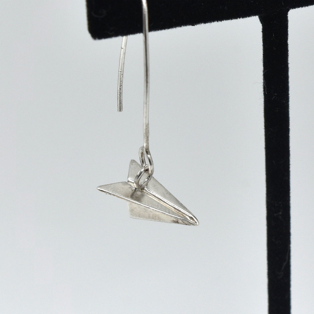 Silver Paper Airplane Earrings