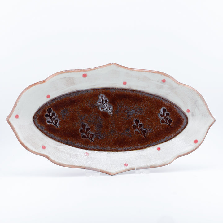Large Plate, Amber Leaf Oval
