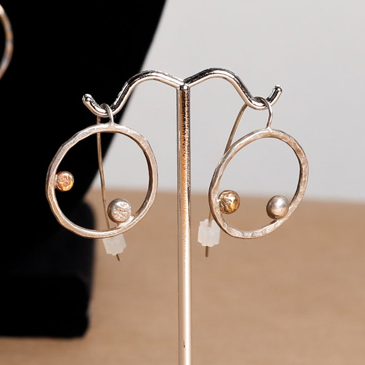 Earrings, Textured Circle