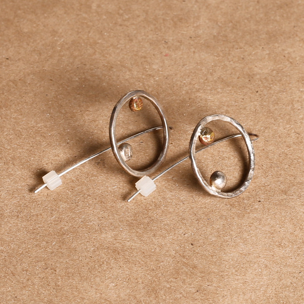 Earrings, Textured Circle
