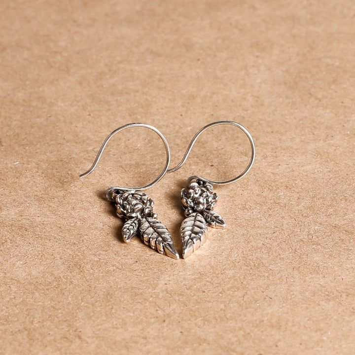 Earring, Dangle, Wildflower & Leaf