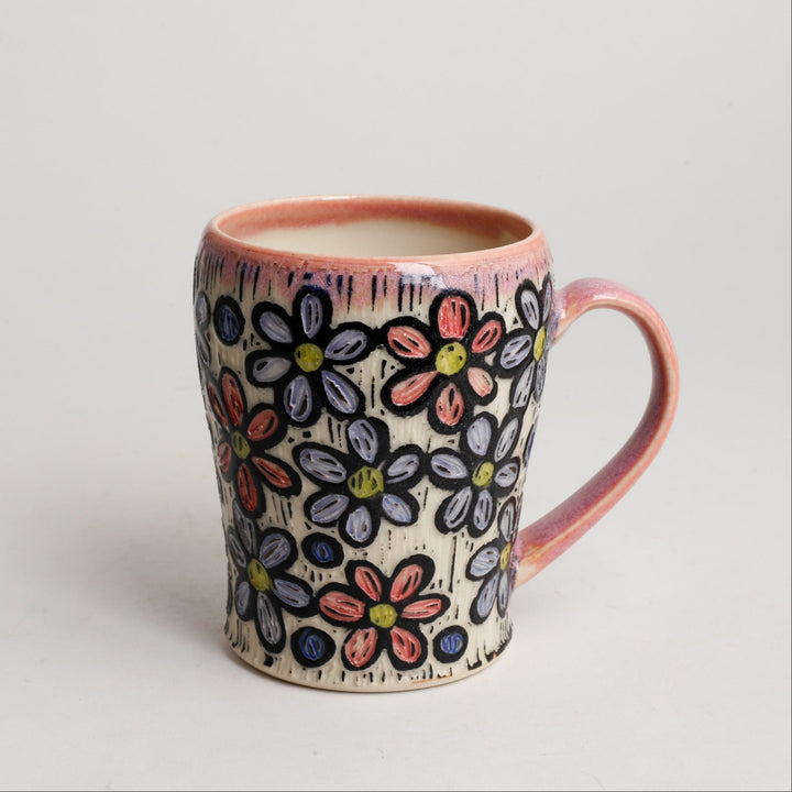 Mug, Short - Rainbow Daisy, Pink