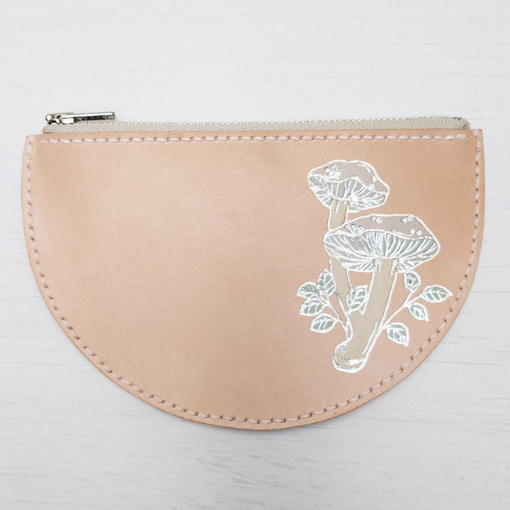 Silver Mushroom Zipper Pouch