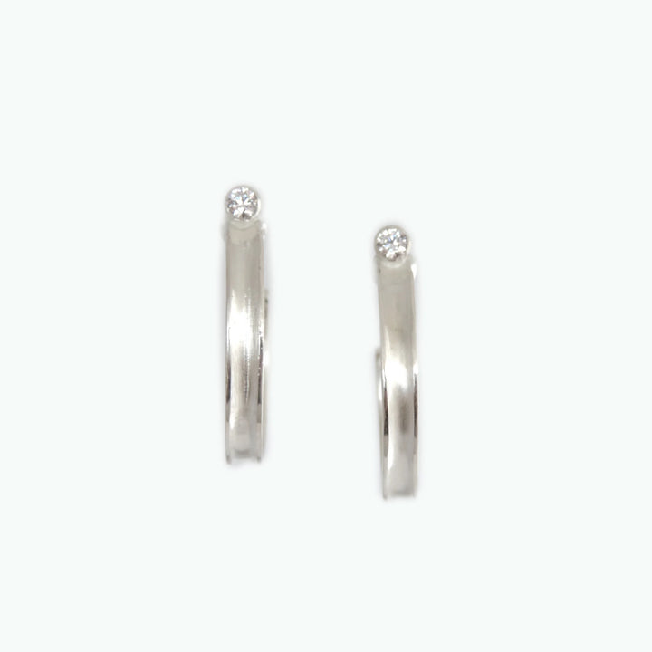 Narrow Concave Hoop CZ, Earring