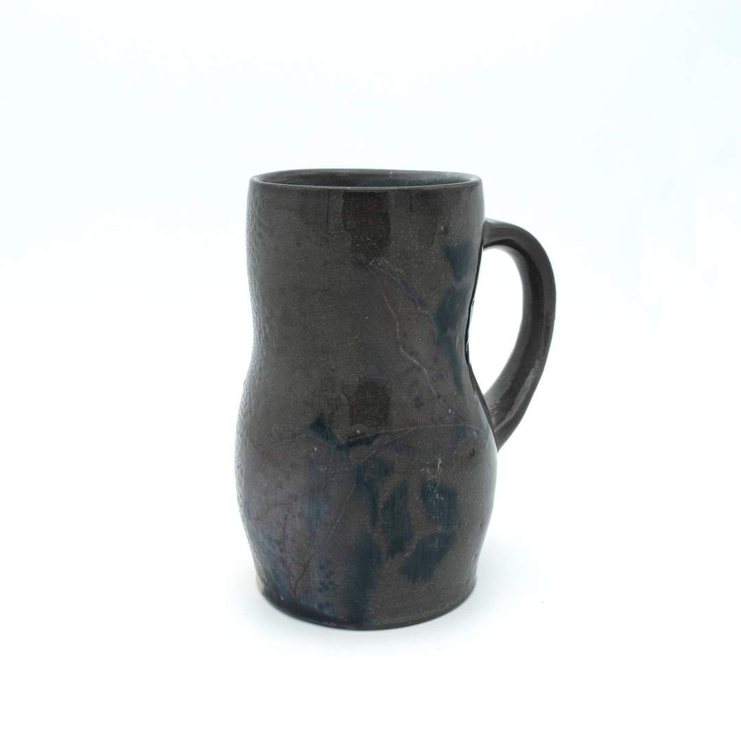 Bellied Soda Fired Mug (blue leaves)